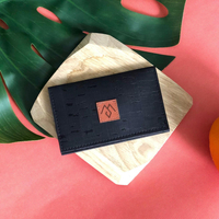 Case, card holder made of cork - black