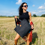 Shopper-Tasche „Mili City Vibes“ – schwarzes Geflecht