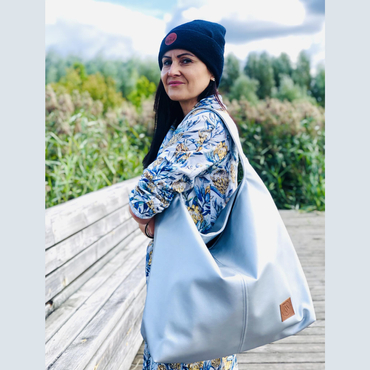 Torba typu worek ze skóry ekologicznej "Mili Chic MC7"- srebrna