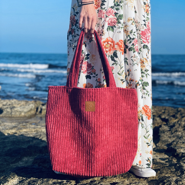 Large corduroy bag "Mili City Vibes" - red