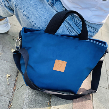 Torba shopper z weluru "Mili Basic" - granatowa