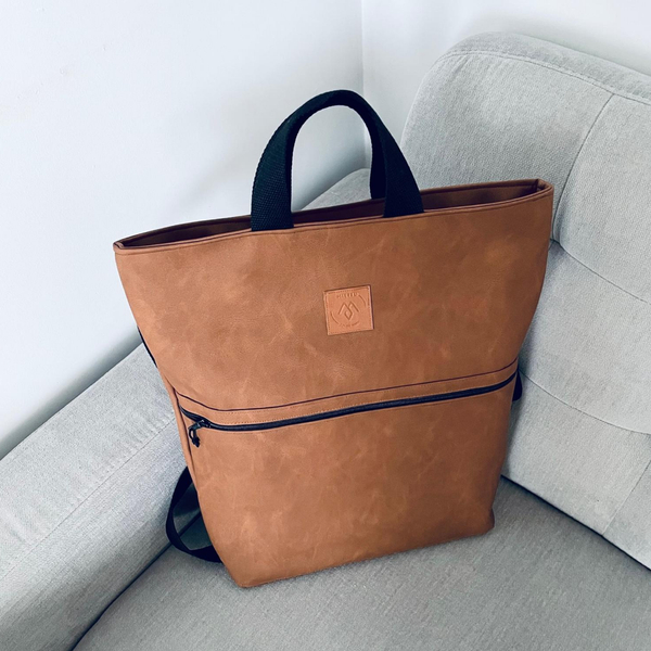 Velor city backpack / bag "Mili Urban Jungle" - camel beige