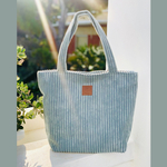 Large corduroy bag "Mili City Vibes" - blue