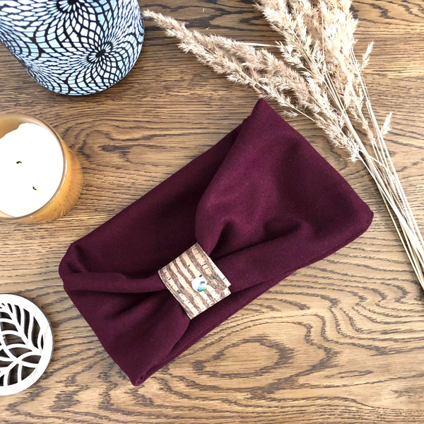 Snood with cork clasp - burgundy