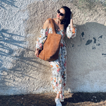 Duża torba ze sztruksu "Mili City Vibes" - miedziany brąz