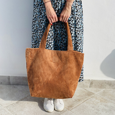 Large corduroy bag "Mili City Vibes" - brown