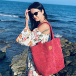 Große Cordtasche "Mili City Vibes" - rot