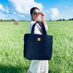 Large corduroy bag "Mili City Vibes" - black