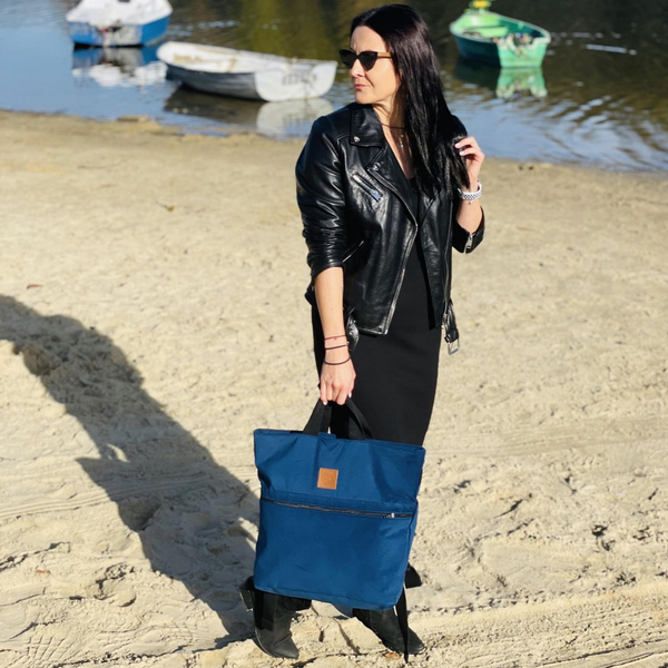 Velor city backpack / bag "Mili Urban Jungle" - blue