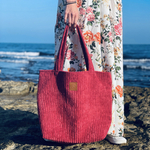 Große Cordtasche "Mili City Vibes" - rot