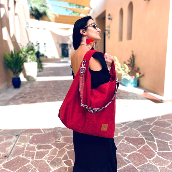 Eco suede bag "Mili Chic MC7" - red