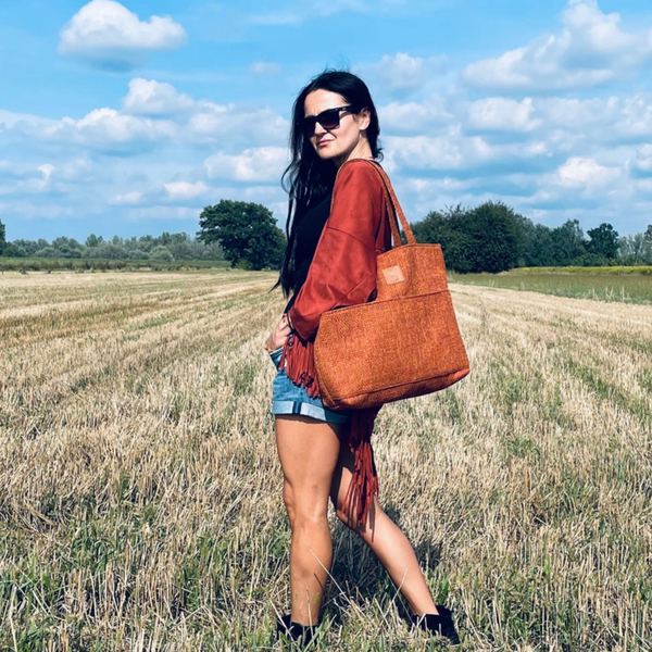 Shopper-Tasche „Mili City Vibes“ – hnědý cop