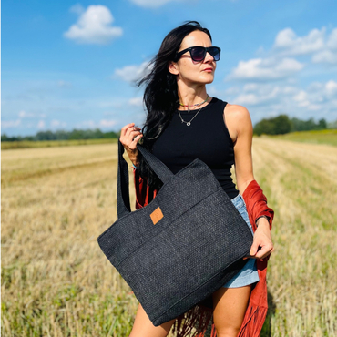 Torba shopper "Mili City Vibes" - czarna plecionka