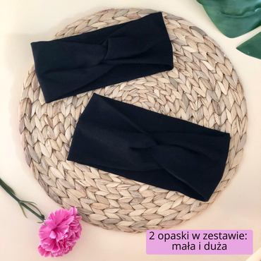 Bawełniana opaska do włosów w kolorze czarnym - zestaw