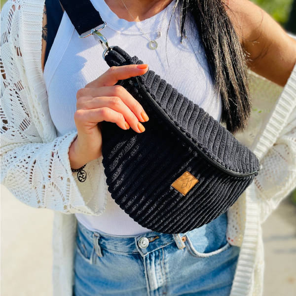 Women's waist bag made of corduroy "Mili Belt Bag M" - blue