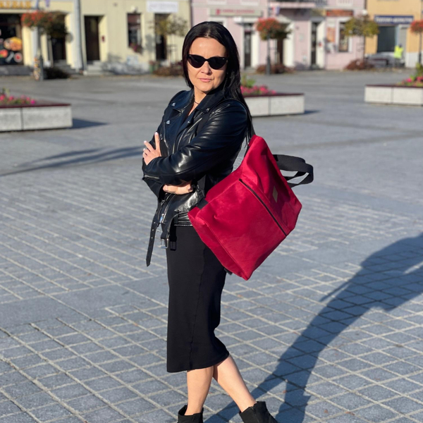 Velour City Rucksack / Tasche "Mili Urban Jungle" - rot