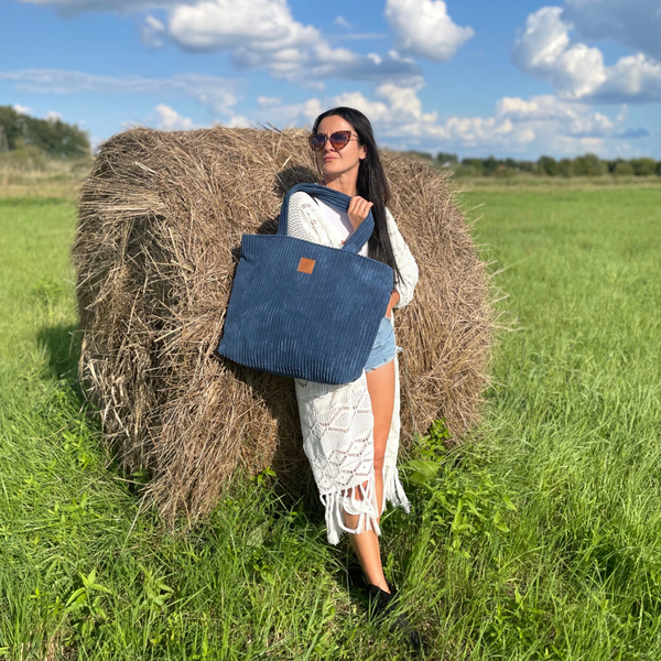 Große Cordtasche "Mili City Vibes" - marine