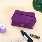 Women's eco suede cosmetic bag - purple