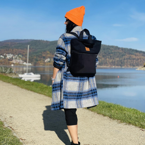 Velour City Rucksack / Tasche "Mili Urban Jungle" - schwarz