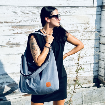 Torba typu worek z weluru  "Mili Chic MC7"- szara