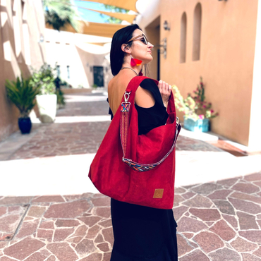 Eco suede bag "Mili Chic MC7" - red