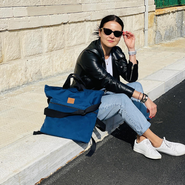 Velour City Rucksack / Tasche "Mili Urban Jungle" - marine