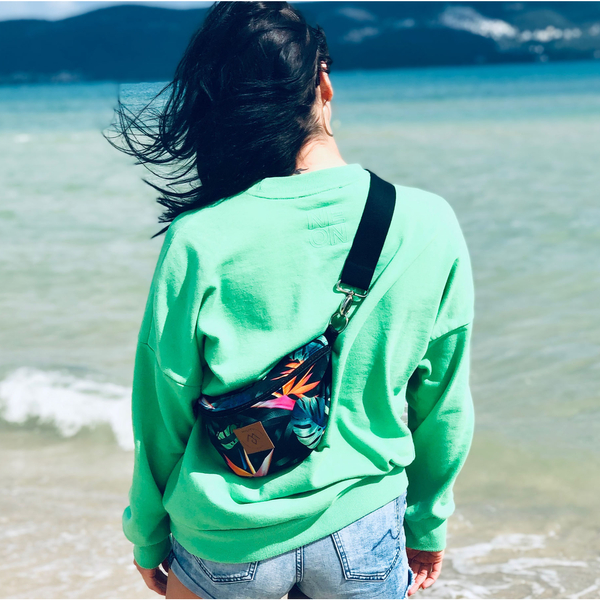 Nerka z eko zamszu Mili Belt Bag L - monstera