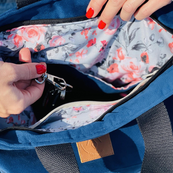 Velor city backpack / bag "Mili Urban Jungle" - blue