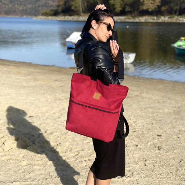 Velour City Rucksack / Tasche "Mili Urban Jungle" - rot