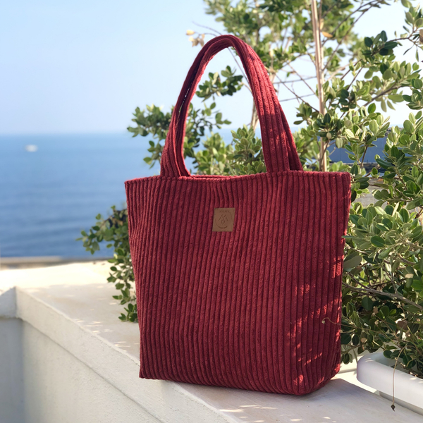 Large corduroy bag "Mili City Vibes" - red