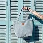 Große Cordtasche "Mili City Vibes" - blau