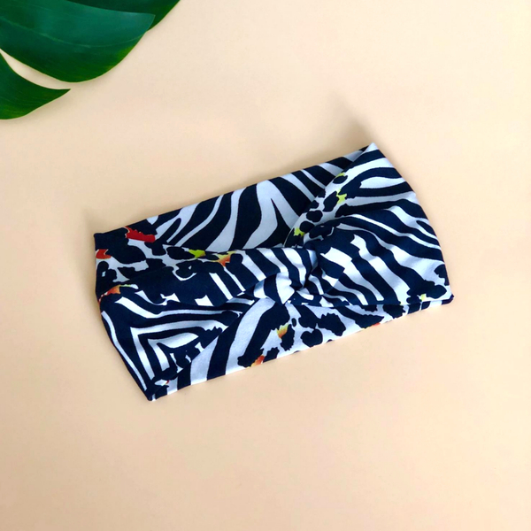 Cotton hair band with a zebra pattern