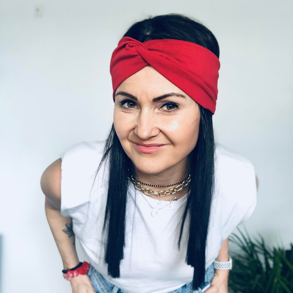 Cotton hair band - red