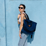 Velor city backpack / bag "Mili Urban Jungle" - blue