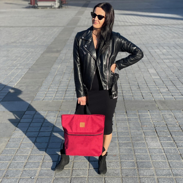 Velor city backpack / bag "Mili Urban Jungle" - red