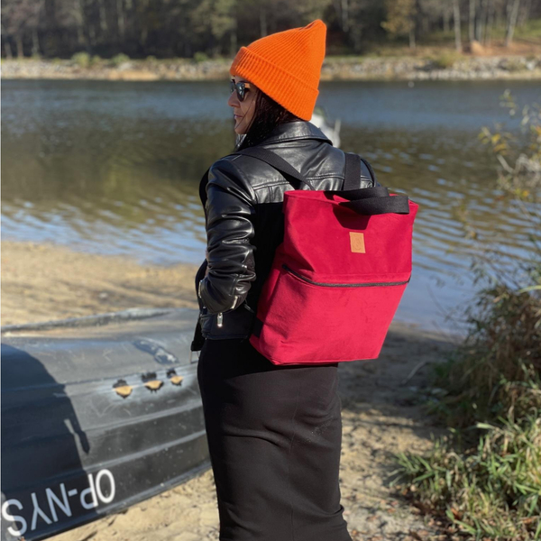 Velor city backpack / bag "Mili Urban Jungle" - red