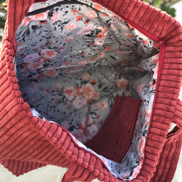 Large corduroy bag "Mili City Vibes" - red
