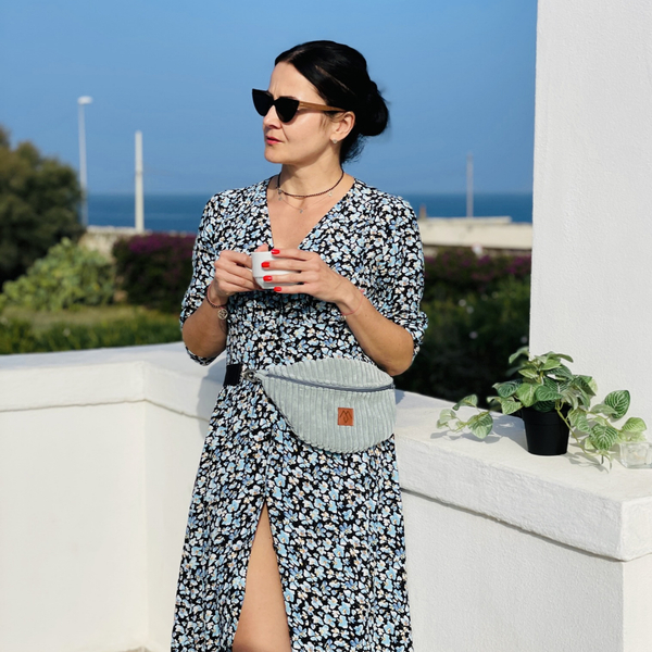 Damen Gürteltasche aus Cord "Mili Belt Bag M" - blau