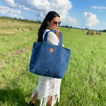 Large corduroy bag "Mili City Vibes" - navy blue