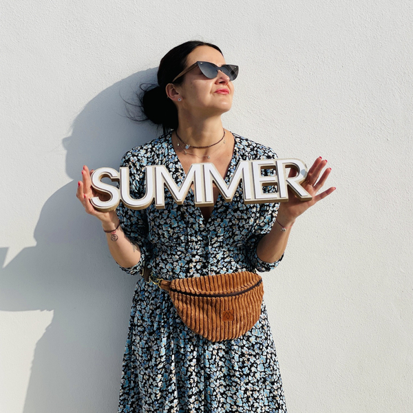 Women's corduroy bag "Mili Belt Bag M" - copper brown