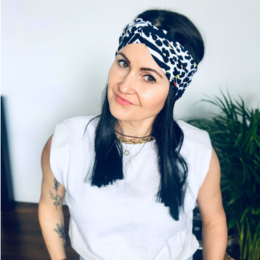 Cotton hair band with a zebra pattern