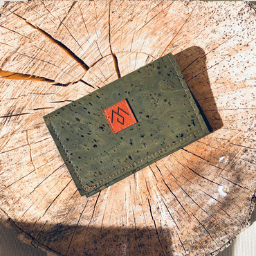 Etui, Kartenhalter aus Kork - grün