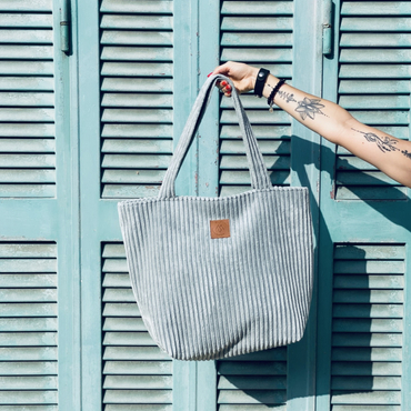 Large corduroy bag "Mili City Vibes" - blue
