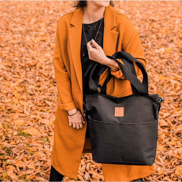 Torba shopper z codury "Miss Szoperka 2" - czarna